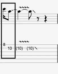 descending third motif in guitar solo shown in notation and tablature