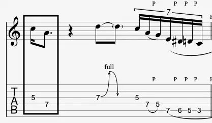 variation of descending third motif in guitar solo with added phrasing details