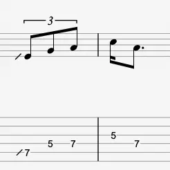 triplet motif with variation in rhythm and note choice