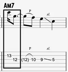 descending third motif variation in guitar solo with rhythmic and melodic variation